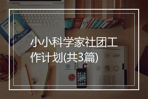 小小科学家社团工作计划(共3篇)