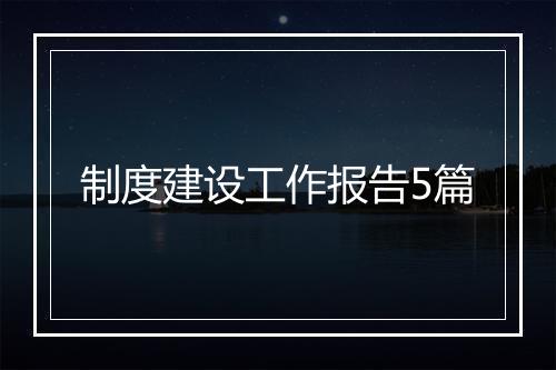 制度建设工作报告5篇