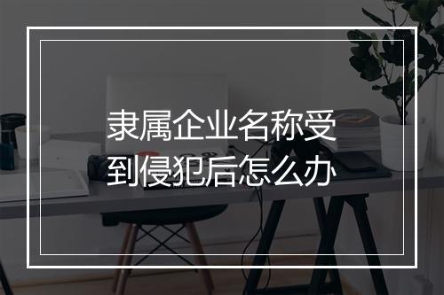 隶属企业名称受到侵犯后怎么办