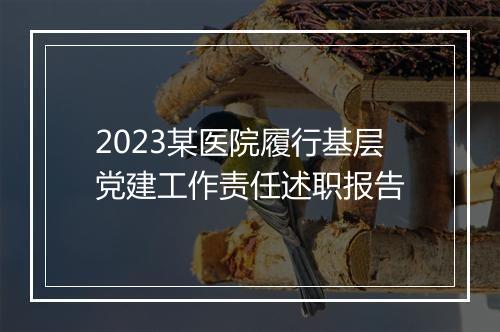 2023某医院履行基层党建工作责任述职报告