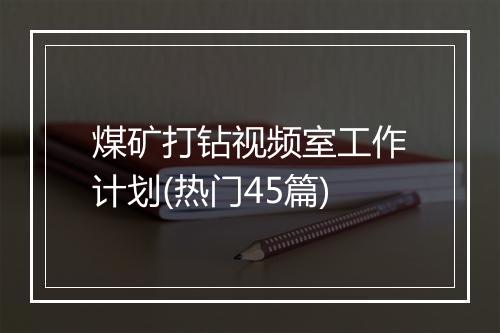 煤矿打钻视频室工作计划(热门45篇)