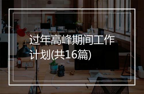 过年高峰期间工作计划(共16篇)