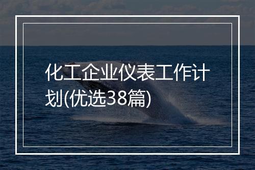 化工企业仪表工作计划(优选38篇)