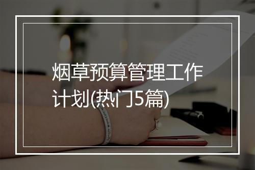 烟草预算管理工作计划(热门5篇)