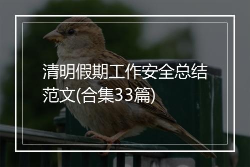 清明假期工作安全总结范文(合集33篇)