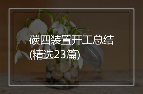 碳四装置开工总结(精选23篇)