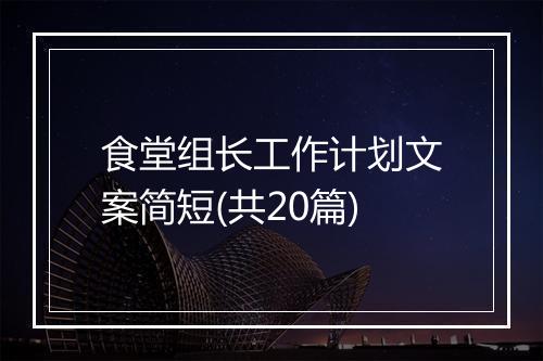 食堂组长工作计划文案简短(共20篇)