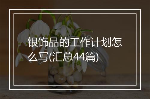 银饰品的工作计划怎么写(汇总44篇)
