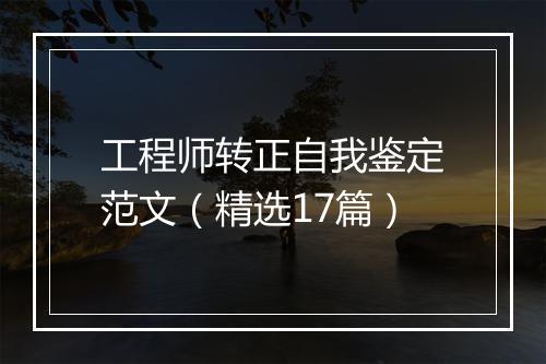 工程师转正自我鉴定范文（精选17篇）