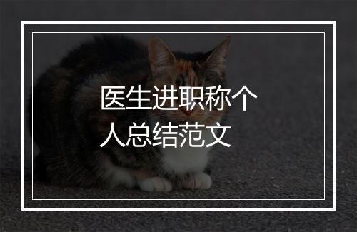 医生进职称个人总结范文