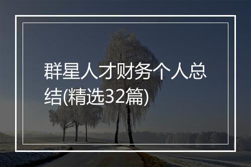 群星人才财务个人总结(精选32篇)