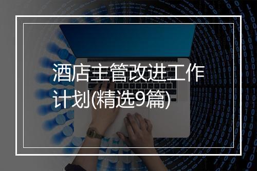 酒店主管改进工作计划(精选9篇)