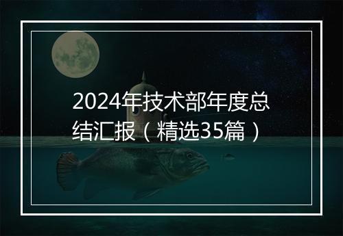 2024年技术部年度总结汇报（精选35篇）