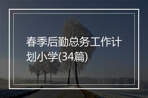 春季后勤总务工作计划小学(34篇)