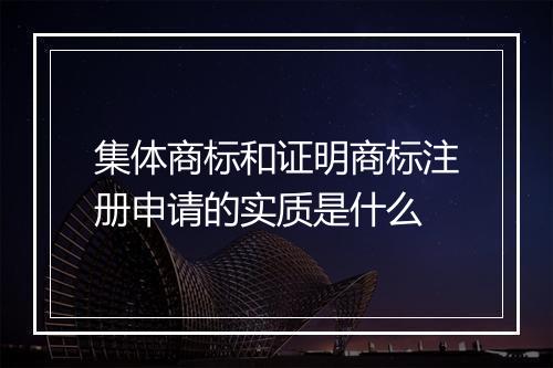 集体商标和证明商标注册申请的实质是什么