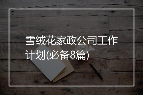 雪绒花家政公司工作计划(必备8篇)