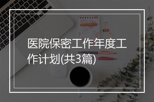 医院保密工作年度工作计划(共3篇)