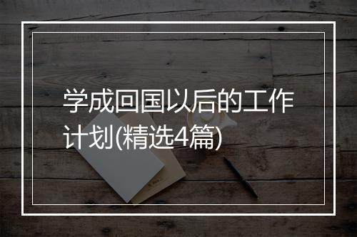 学成回国以后的工作计划(精选4篇)