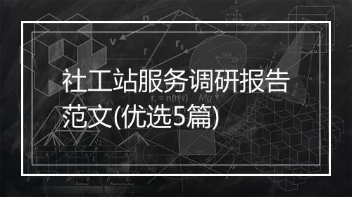 社工站服务调研报告范文(优选5篇)