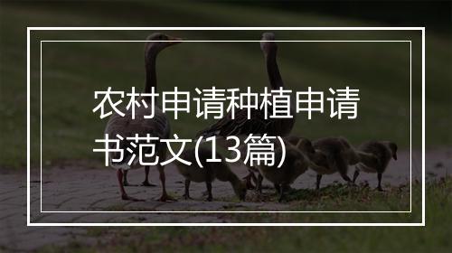 农村申请种植申请书范文(13篇)