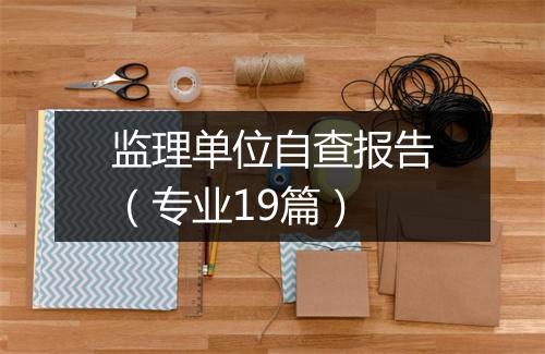 监理单位自查报告（专业19篇）