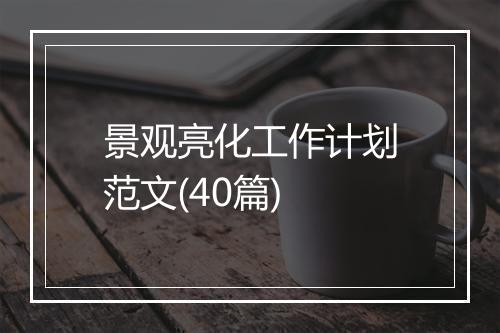 景观亮化工作计划范文(40篇)