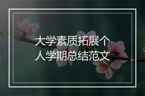 大学素质拓展个人学期总结范文