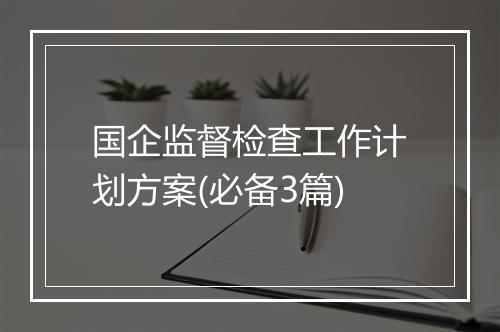 国企监督检查工作计划方案(必备3篇)