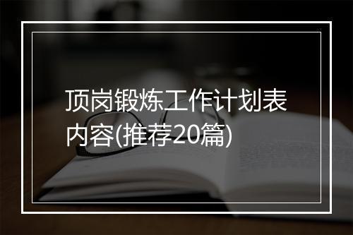 顶岗锻炼工作计划表内容(推荐20篇)