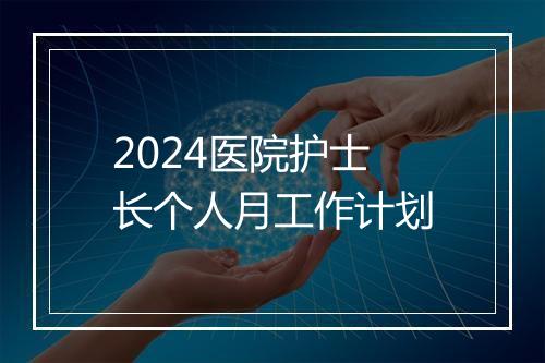 2024医院护士长个人月工作计划