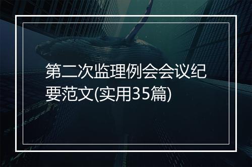 第二次监理例会会议纪要范文(实用35篇)