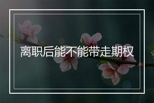 离职后能不能带走期权