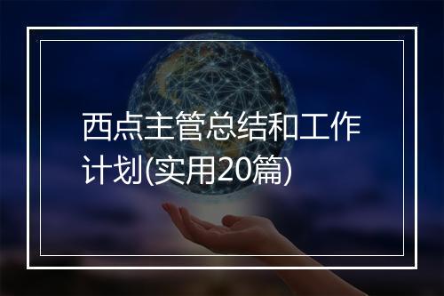 西点主管总结和工作计划(实用20篇)