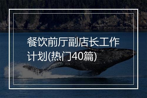 餐饮前厅副店长工作计划(热门40篇)