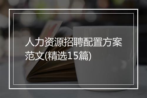 人力资源招聘配置方案范文(精选15篇)