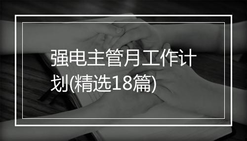 强电主管月工作计划(精选18篇)