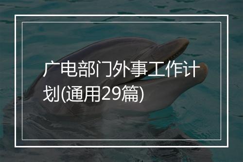 广电部门外事工作计划(通用29篇)