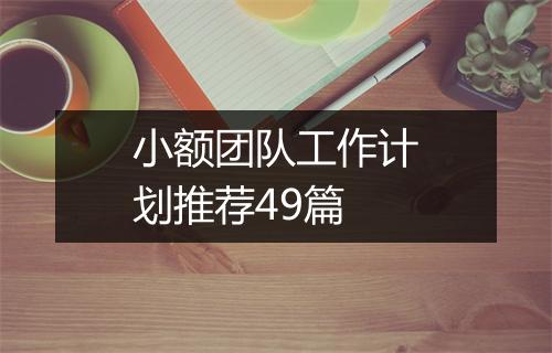 小额团队工作计划推荐49篇