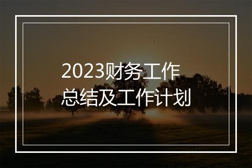 2023财务工作总结及工作计划