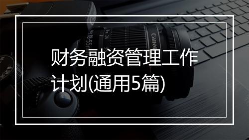 财务融资管理工作计划(通用5篇)