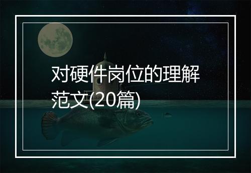 对硬件岗位的理解范文(20篇)