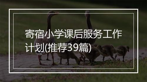 寄宿小学课后服务工作计划(推荐39篇)