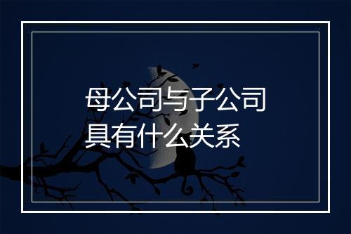 母公司与子公司具有什么关系