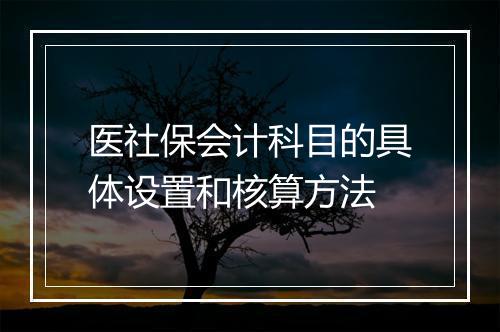 医社保会计科目的具体设置和核算方法