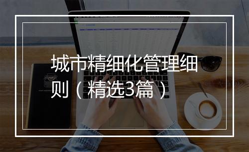 城市精细化管理细则（精选3篇）
