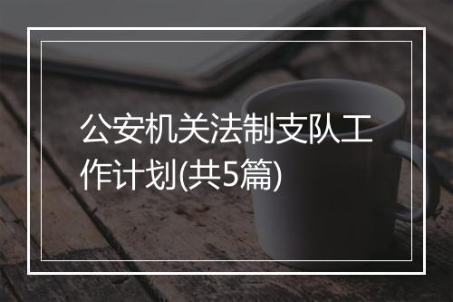 公安机关法制支队工作计划(共5篇)