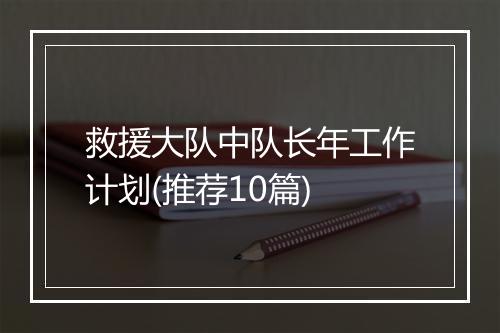 救援大队中队长年工作计划(推荐10篇)