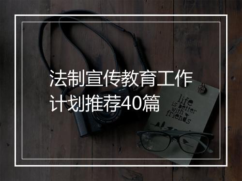 法制宣传教育工作计划推荐40篇