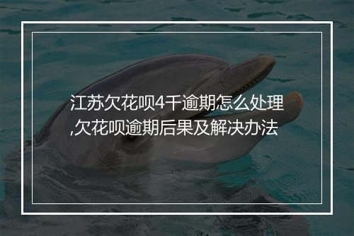 江苏欠花呗4千逾期怎么处理,欠花呗逾期后果及解决办法