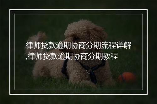 律师贷款逾期协商分期流程详解,律师贷款逾期协商分期教程